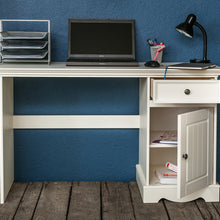 Bologna Elegante Massivholz Kiefer Schreibtisch 1-Türig | Farbe weiß