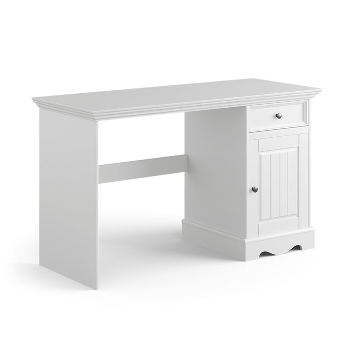 Bologna Elegant Solid Wood Pine Desk 1-Door | color white