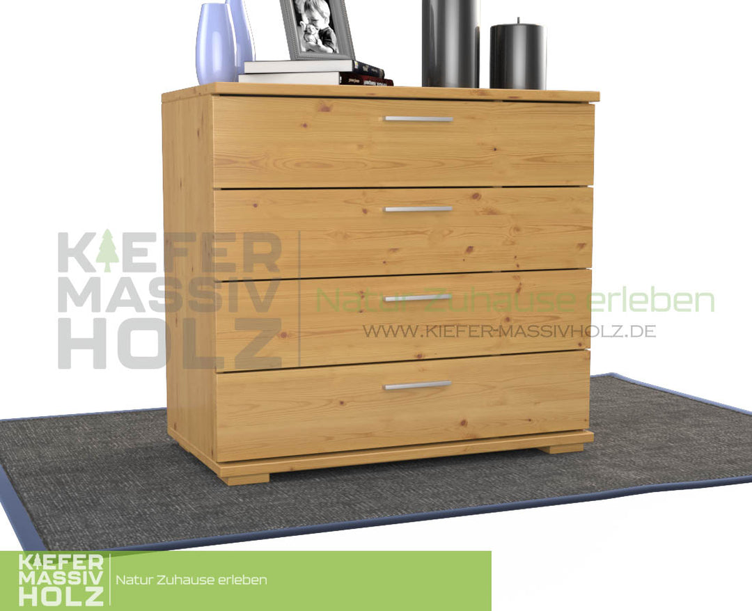 Nobis Kommode Sideboard | Anrichte | 4-Schubladen | 100% Bio Kiefer Massivholz