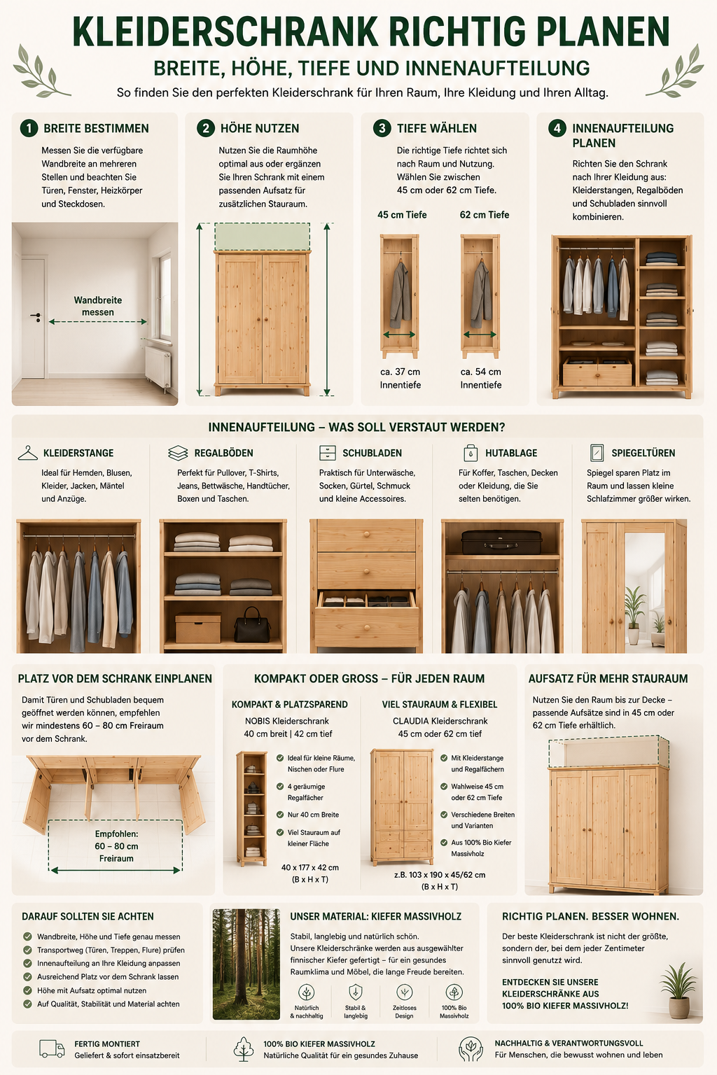 KLEIDERSCHRANK RICHTIG PLANEN: BREITE, HÖHE, TIEFE UND INNENAUFTEILUNG