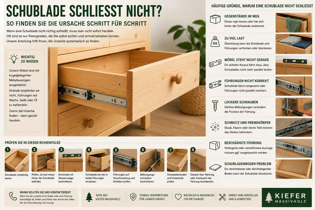 SCHUBLADE SCHLIESST NICHT? SO FINDEN SIE DIE URSACHE SCHRITT FÜR SCHRITT