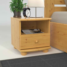 Claudia Kiefer Nachttisch Massivholz mit 1-Schublade und 1 Regal | 100% Bio Kiefer