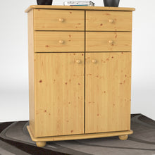 Anika Kommode Sideboard | Anrichte | 2-Türig | 4 Schubladen | 100% Bio Kiefer Massivholz