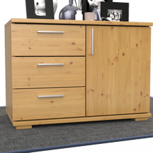 Nobis Kommode Sideboard 1-Türig 3 Schubladen 100% Bio Kiefer Massivholz