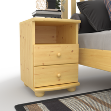 Claudia Kiefer Nachttisch 2-Schubladen aus 100% Bio Kiefer mit Regal