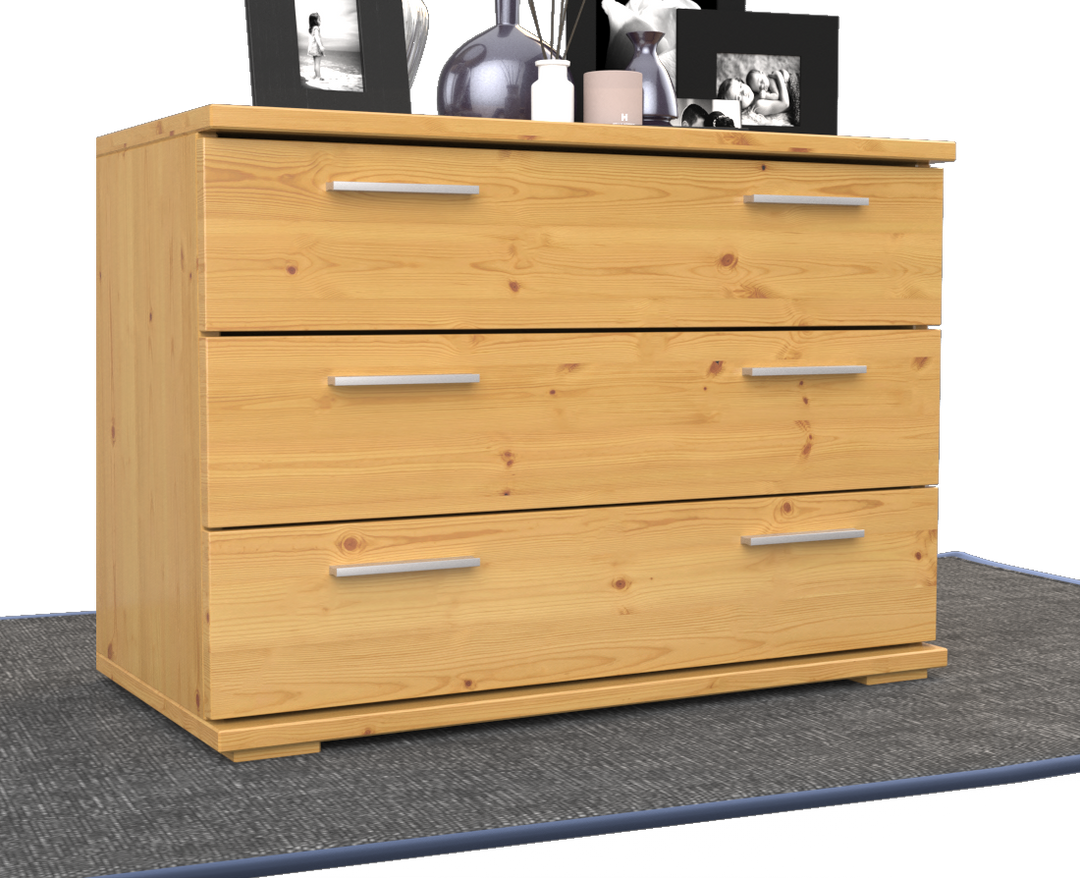 Nobis Kommode Massivholz – Elegantes Sideboard mit 3 Schubladen – Kiefer Massivholz