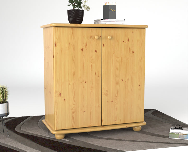 Anika Kommode 93er | Sideboard | Anrichte | 2-Türig mit Regalfächer | 100% Bio Kiefer Massivholz