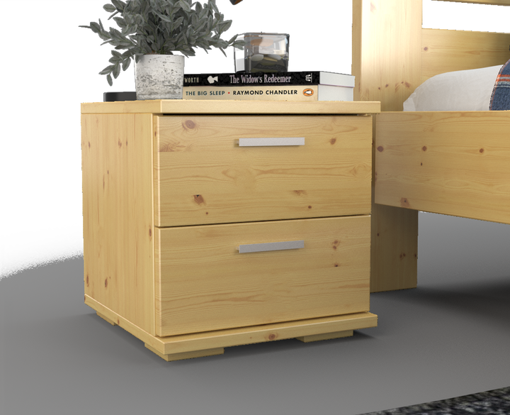 Nobis pine solid wood bedside table nightstand | 2 drawers | 100% organic pine