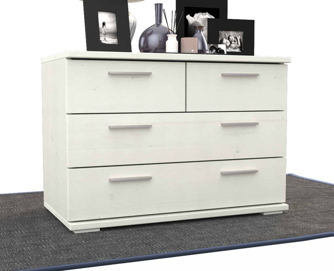 Nobis Kommode Sideboard | Anrichte | 4-Schubladen | 57cm hoch | 100% Bio Kiefer Massivholz