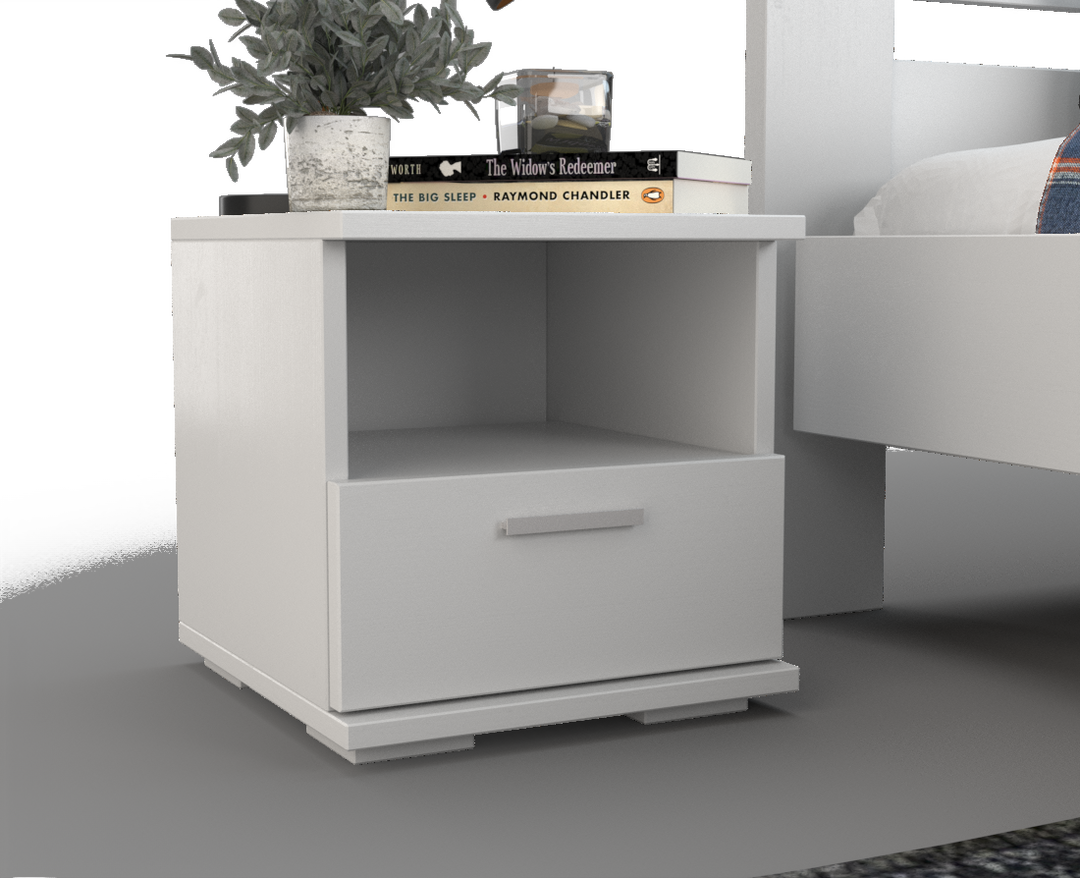 Nobis pine solid wood bedside table nightstand | 1 drawer and 1 shelf | 100% organic pine