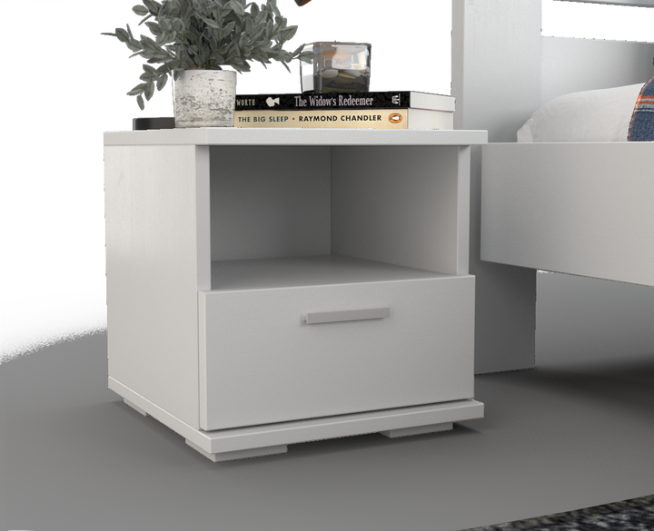 Nobis pine solid wood bedside table nightstand | 1 drawer and 1 shelf | 100% organic pine