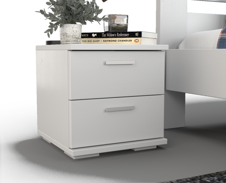 Nobis pine solid wood bedside table nightstand | 2 drawers | 100% organic pine
