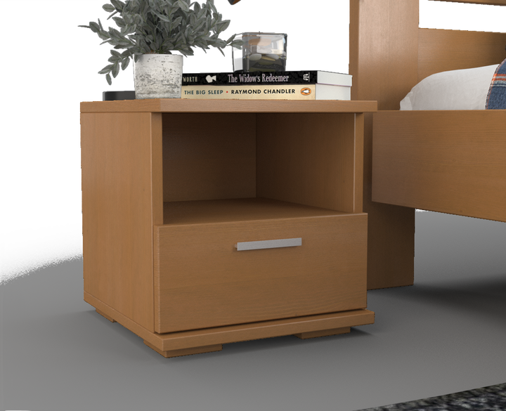 Nobis pine solid wood bedside table nightstand | 1 drawer and 1 shelf | 100% organic pine