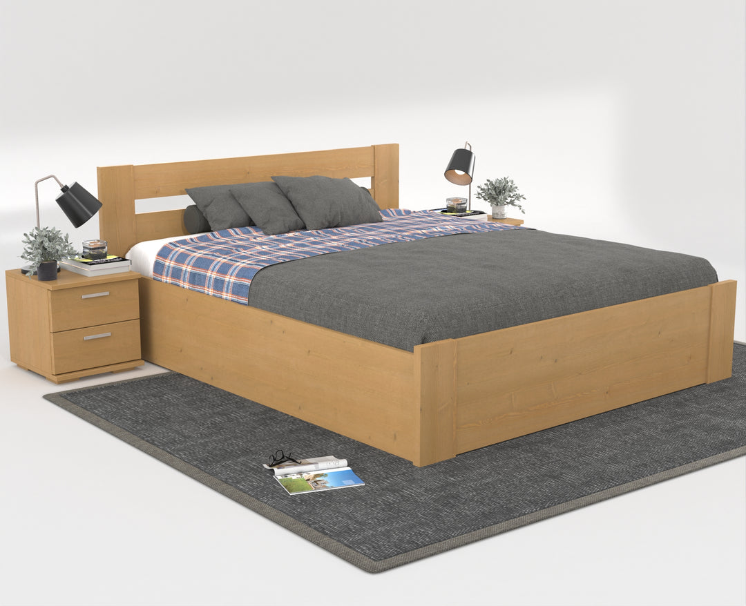 Nobis Kieferbett mit Bettkasten | Massivholz | Naturholz | 100% Bio-Bett inkl. Lattenrost