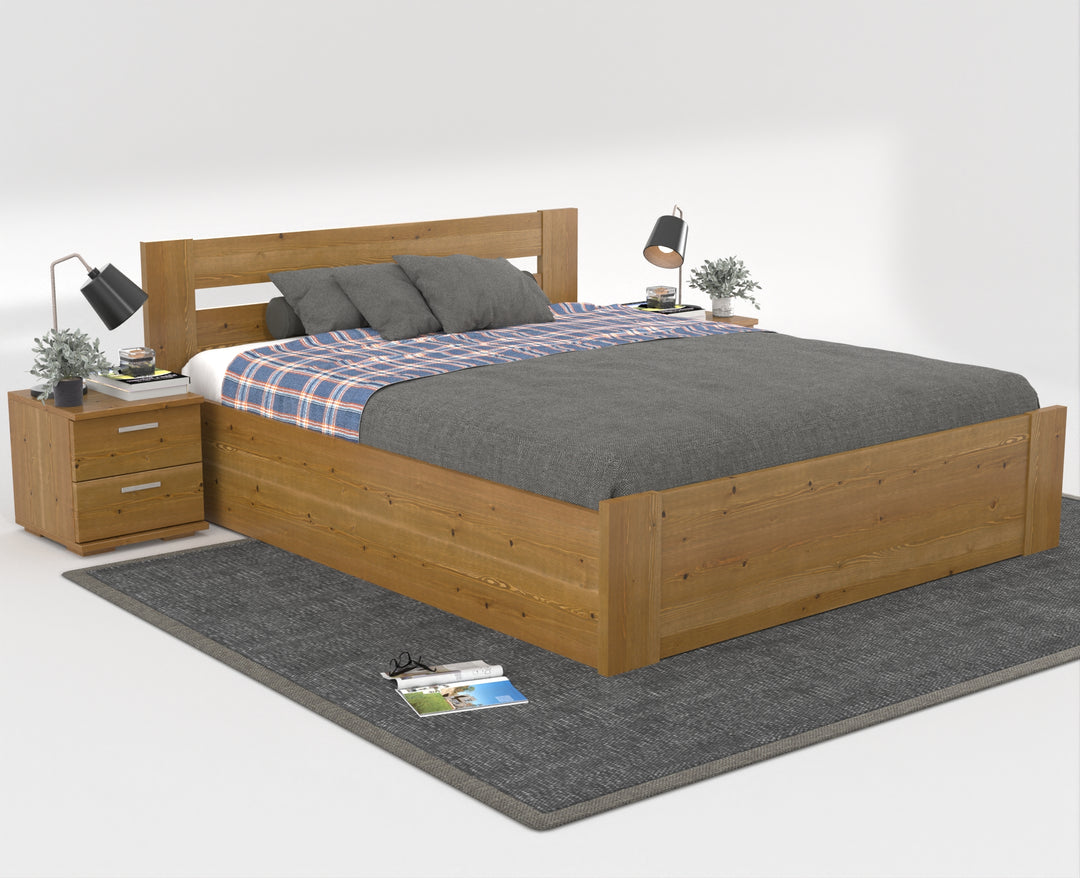 Nobis Kieferbett mit Bettkasten | Massivholz | Naturholz | 100% Bio-Bett inkl. Lattenrost