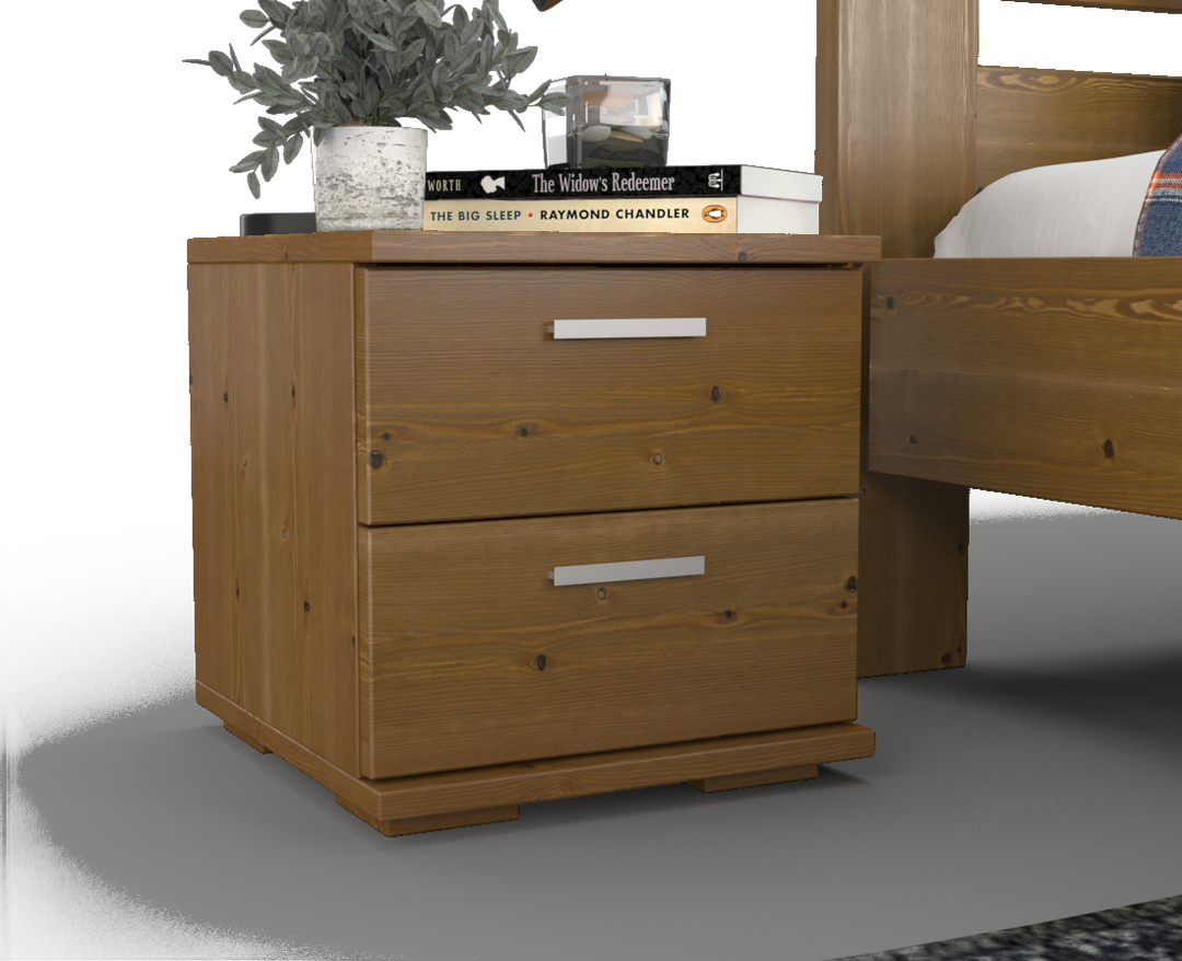 Nobis pine solid wood bedside table nightstand | 2 drawers | 100% organic pine