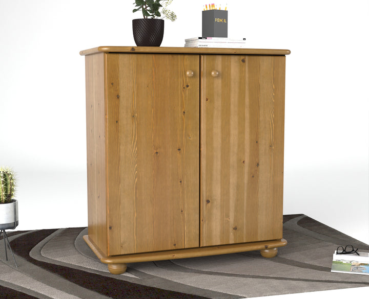 Anika Kommode 93er | Sideboard | Anrichte | 2-Türig mit Regalfächer | 100% Bio Kiefer Massivholz