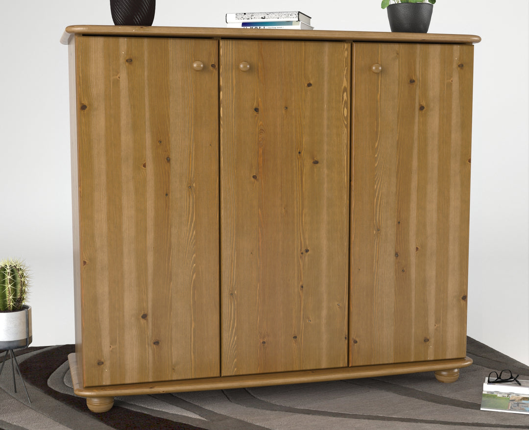 Anika Kommode Sideboard 110er | Anrichte | 3-Türig mit Regalfächer | 100% Bio Kiefer Massivholz