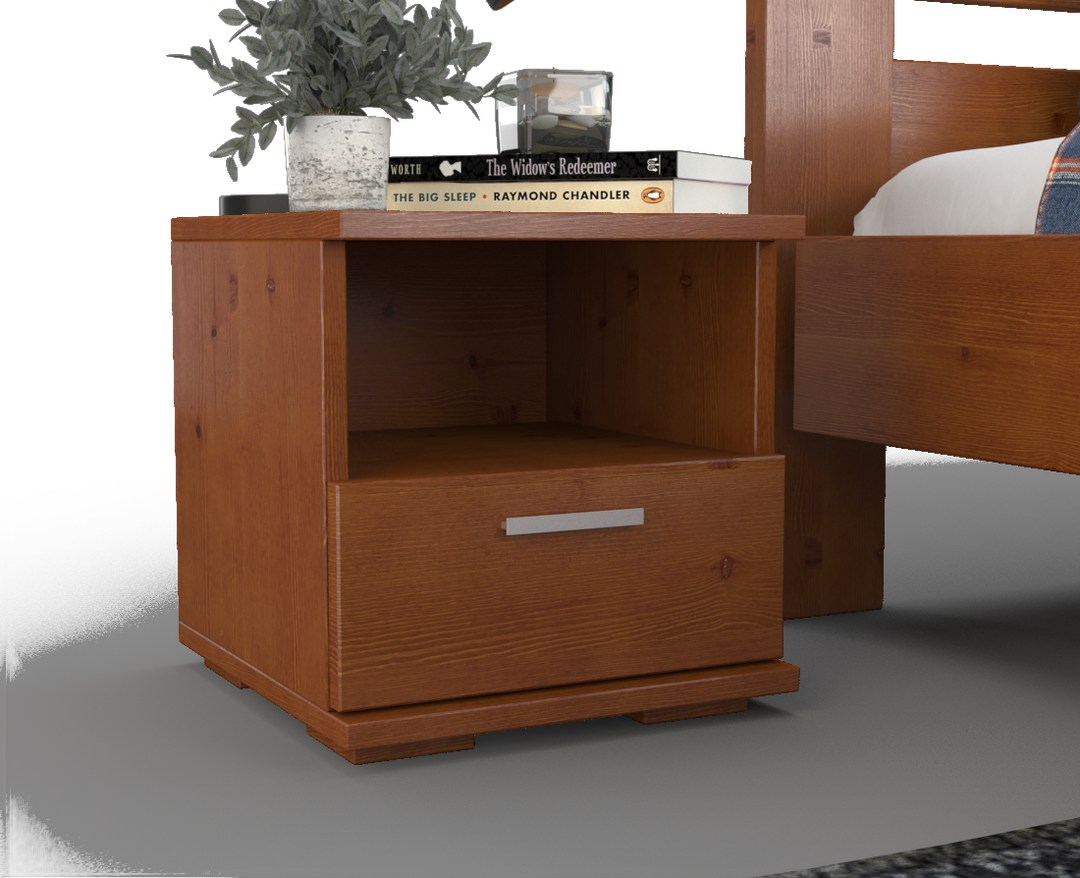 Nobis pine solid wood bedside table nightstand | 1 drawer and 1 shelf | 100% organic pine