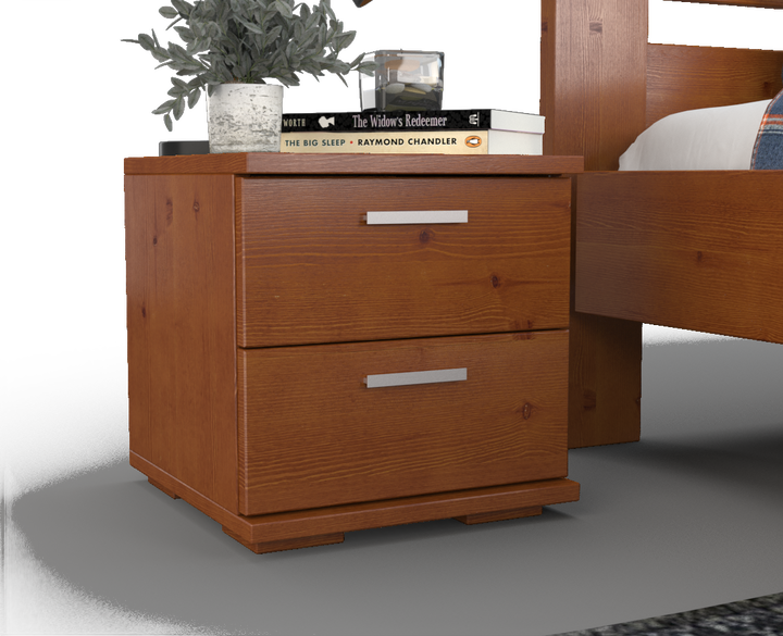 Nobis pine solid wood bedside table nightstand | 2 drawers | 100% organic pine