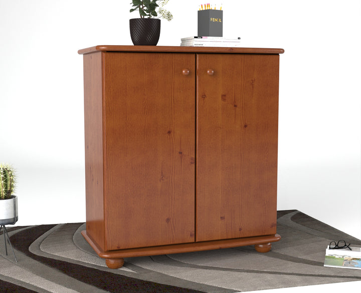 Anika Kommode 93er | Sideboard | Anrichte | 2-Türig mit Regalfächer | 100% Bio Kiefer Massivholz