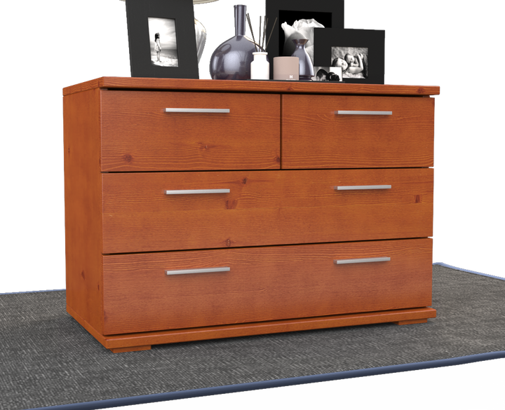 Nobis Kommode Sideboard | Anrichte | 4-Schubladen | 57cm hoch | 100% Bio Kiefer Massivholz