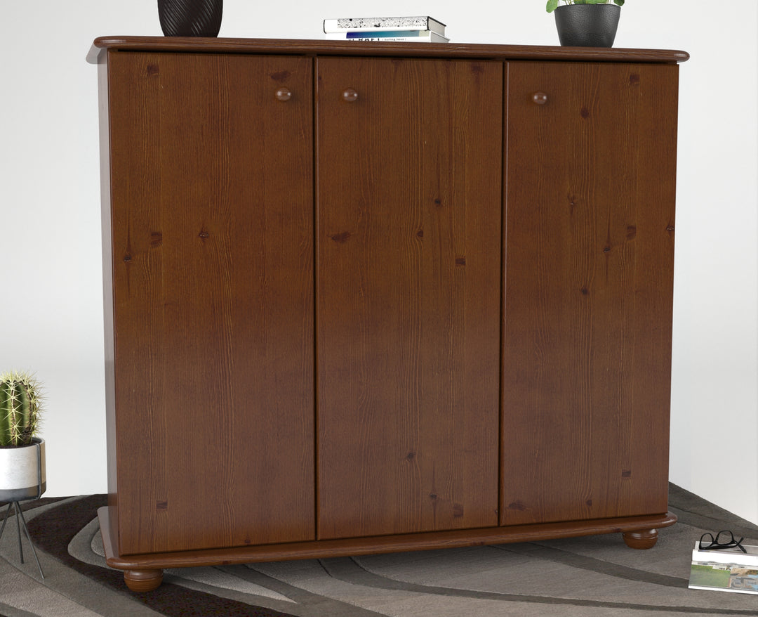 Anika Kommode Sideboard 110er | Anrichte | 3-Türig mit Regalfächer | 100% Bio Kiefer Massivholz