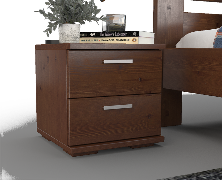 Nobis pine solid wood bedside table nightstand | 2 drawers | 100% organic pine