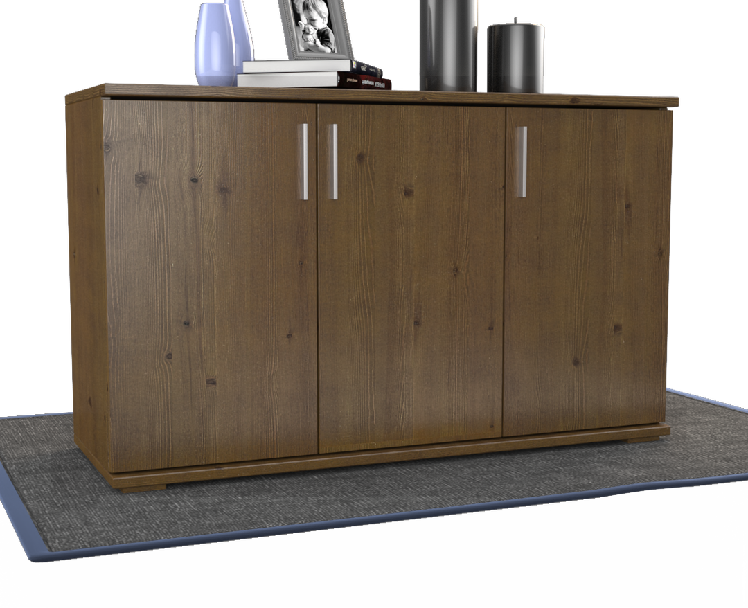 Nobis Kommode Sideboard | Anrichte | 3-Türig mit Regalböden | 100% Bio Kiefer Massivholz