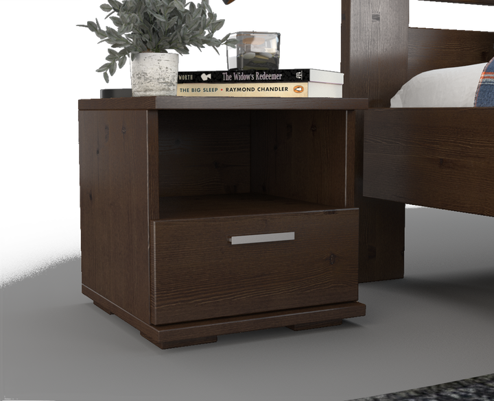 Nobis pine solid wood bedside table nightstand | 1 drawer and 1 shelf | 100% organic pine
