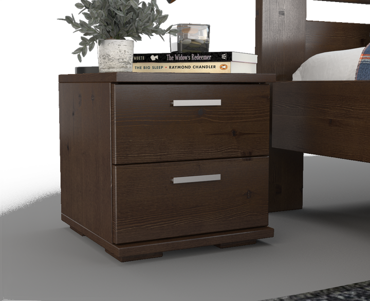Nobis pine solid wood bedside table nightstand | 2 drawers | 100% organic pine