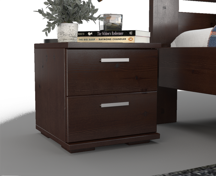 Nobis pine solid wood bedside table nightstand | 2 drawers | 100% organic pine