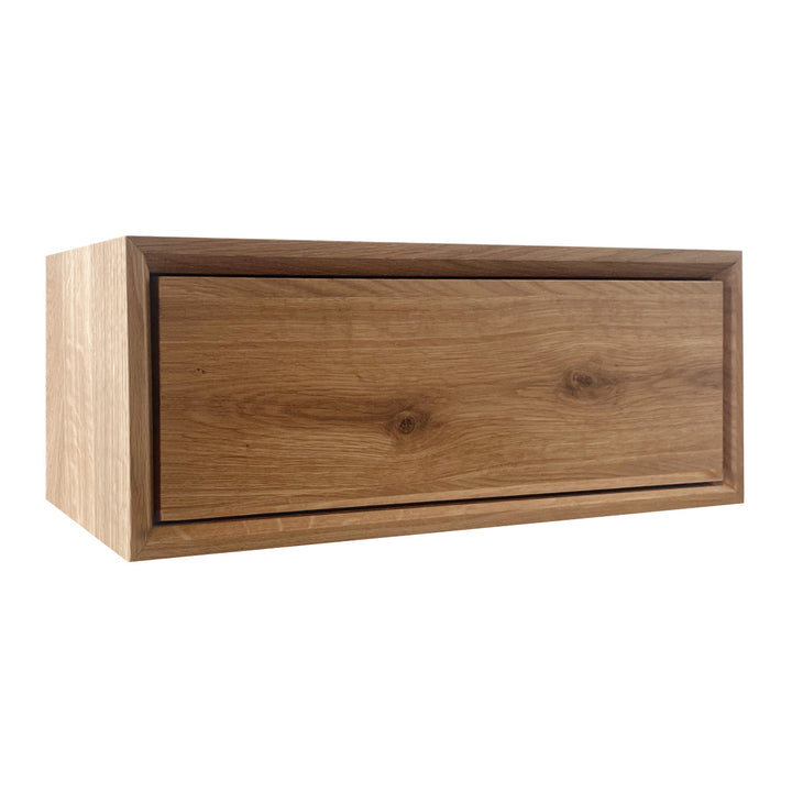 Arona Solid Wood Oak Wall Drawer Bedside Table | Oiled oak