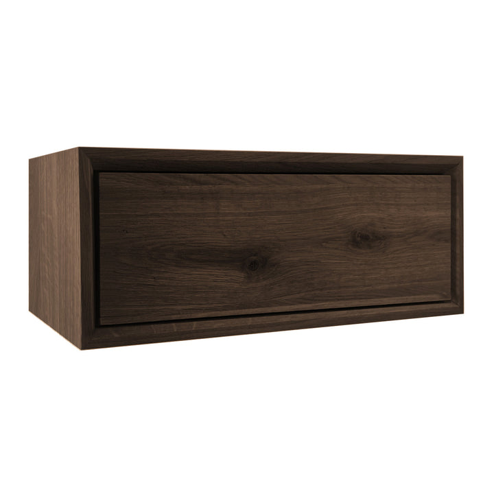 Arona Solid Wood Oak Wall Drawer Bedside Table | smoked oak