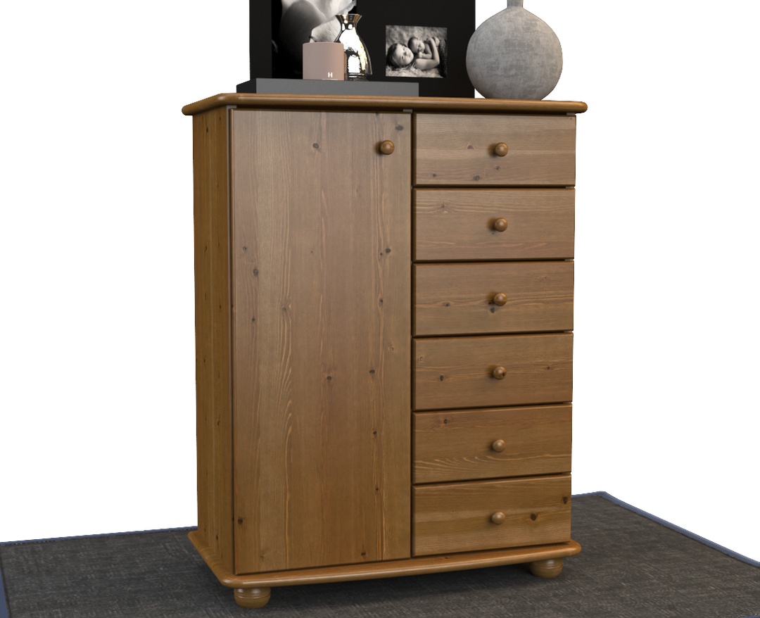 Anika dresser sideboard | Sideboard | 6 drawers | 1-door | 100% organic pine solid wood