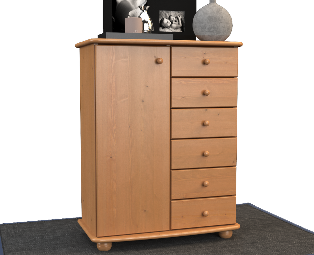 Anika dresser sideboard | Sideboard | 6 drawers | 1-door | 100% organic pine solid wood