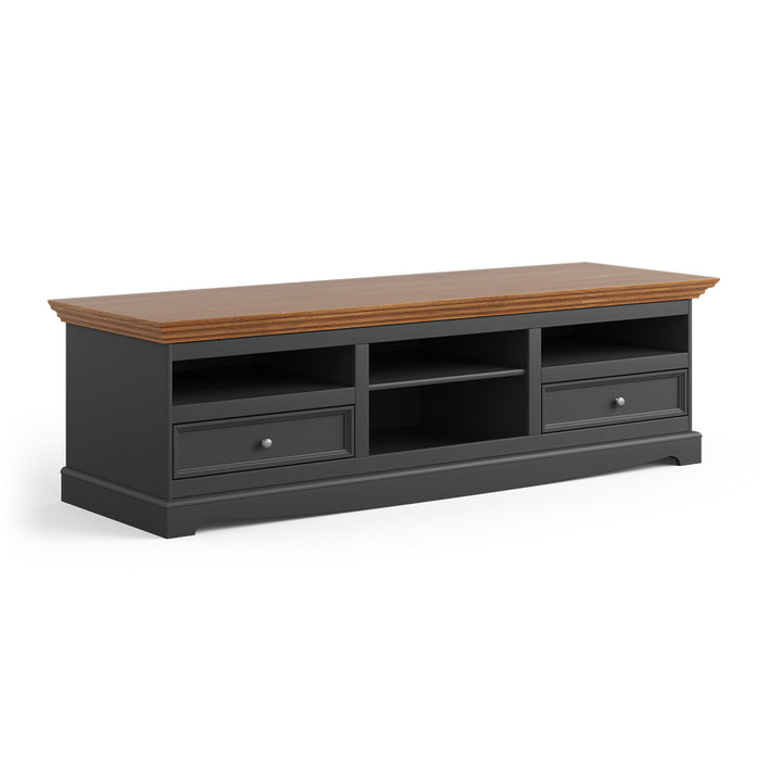 Bologna Elegant Solid Wood Pine Large TV Cabinet Dresser | Color graphite - oak