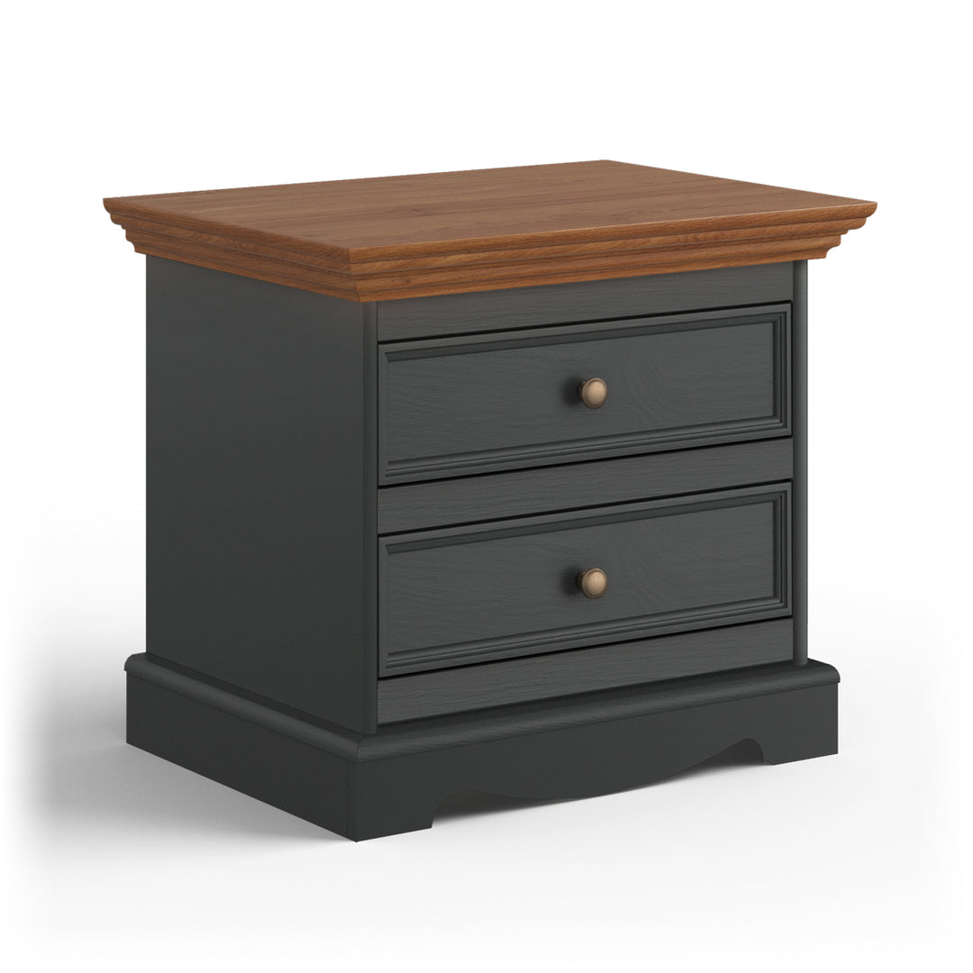 Bologna Elegant Solid Wood Bedside Table | Color graphite - oak