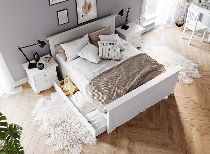 Bologna Elegant Solid Wood Bedside Table | color white