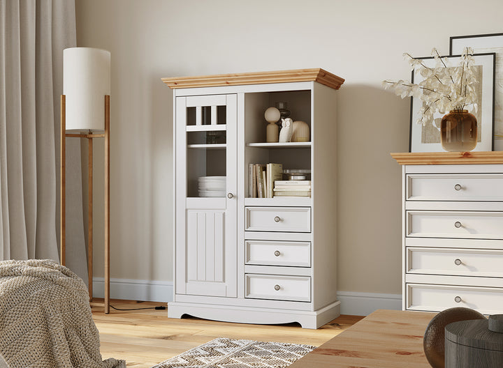 Bologna Elegant solid wood pine chest of drawers 3.3 | Color white - pine