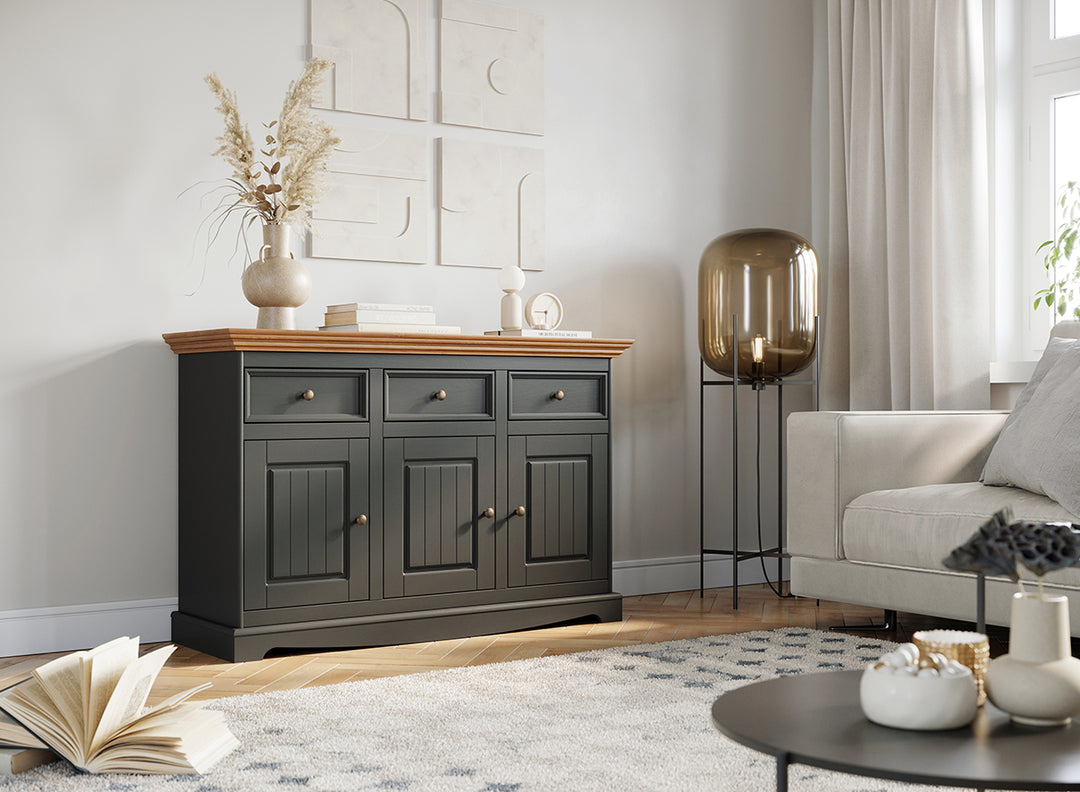 Bologna Elegant solid wood pine chest of drawers 3.3 | Color graphite - oak
