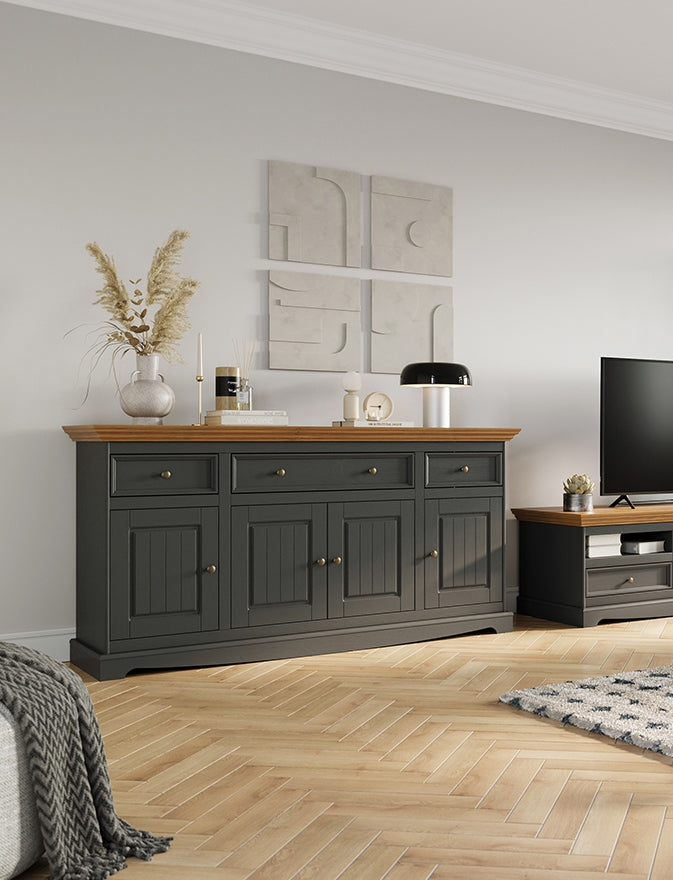 Bologna Elegant solid wood pine chest of drawers 4.3 | Color graphite - oak