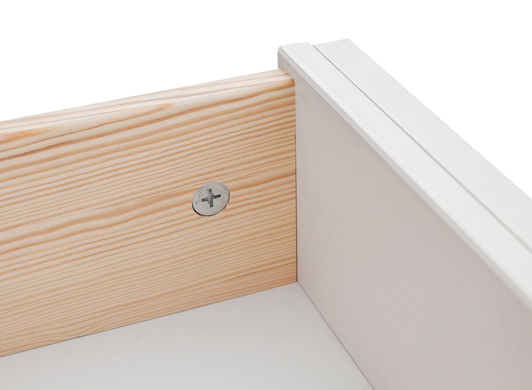 Bologna Elegant Solid Wood Pine 5 Drawer Dresser | Color white - oak