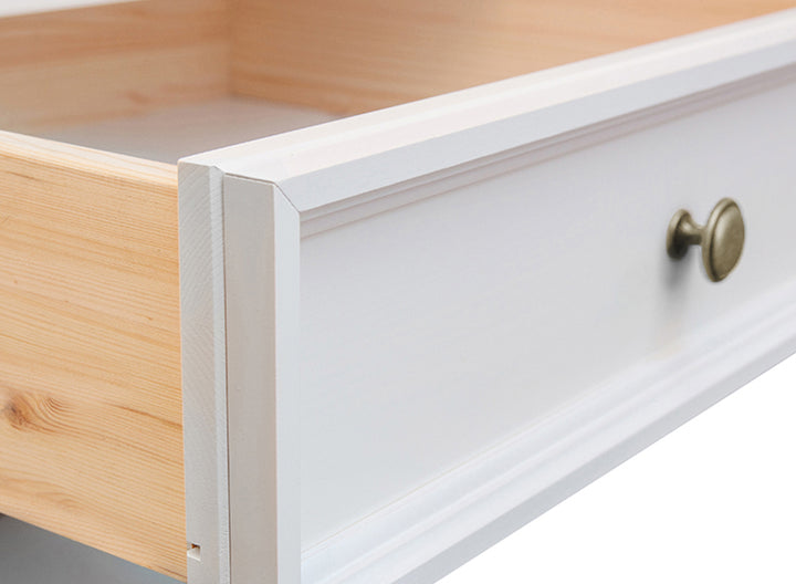 Bologna Elegant Solid Wood Pine Large TV Cabinet Dresser | Color white - oak