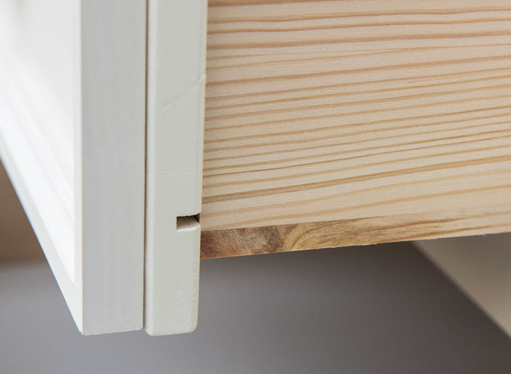 Bologna Elegant Solid Wood Pine 5 Drawer Dresser | Color white - oak