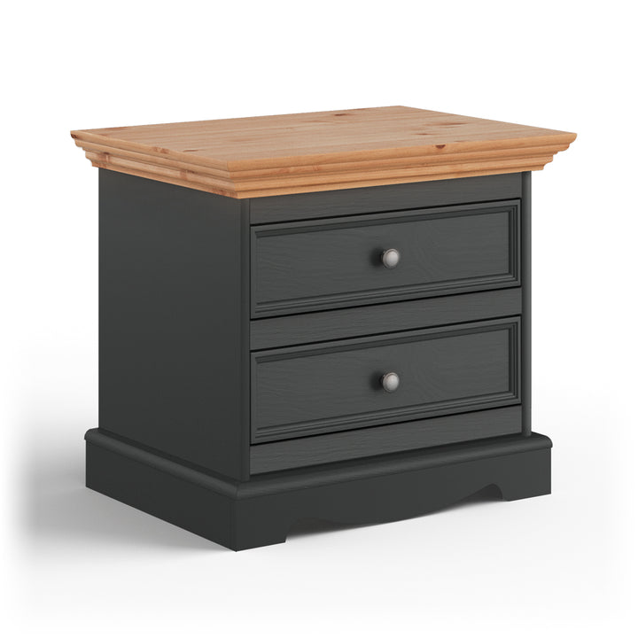 Bologna Elegant Solid Wood Bedside Table | Color graphite - pine