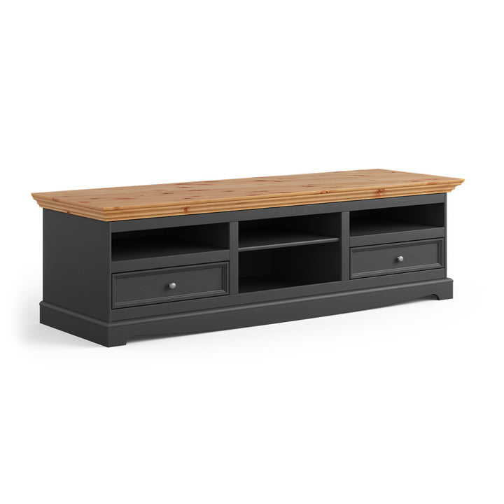 Bologna Elegant Solid Wood Pine Large TV Cabinet Dresser | Color graphite - pine