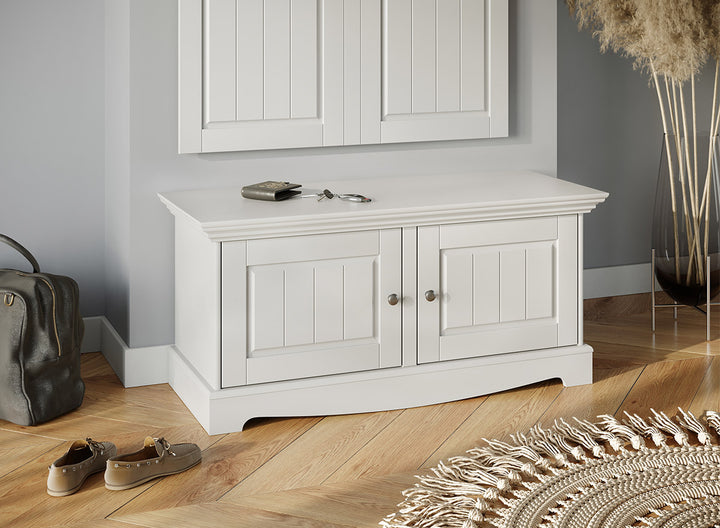 Bologna Elegant Solid Wood Pine Chest of Drawers Shoe Cabinet 2.0 | color white