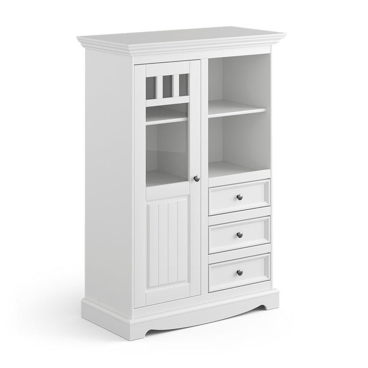 Bologna Elegant Solid Wood Pine Glass Display Cabinet 1.3 | color white