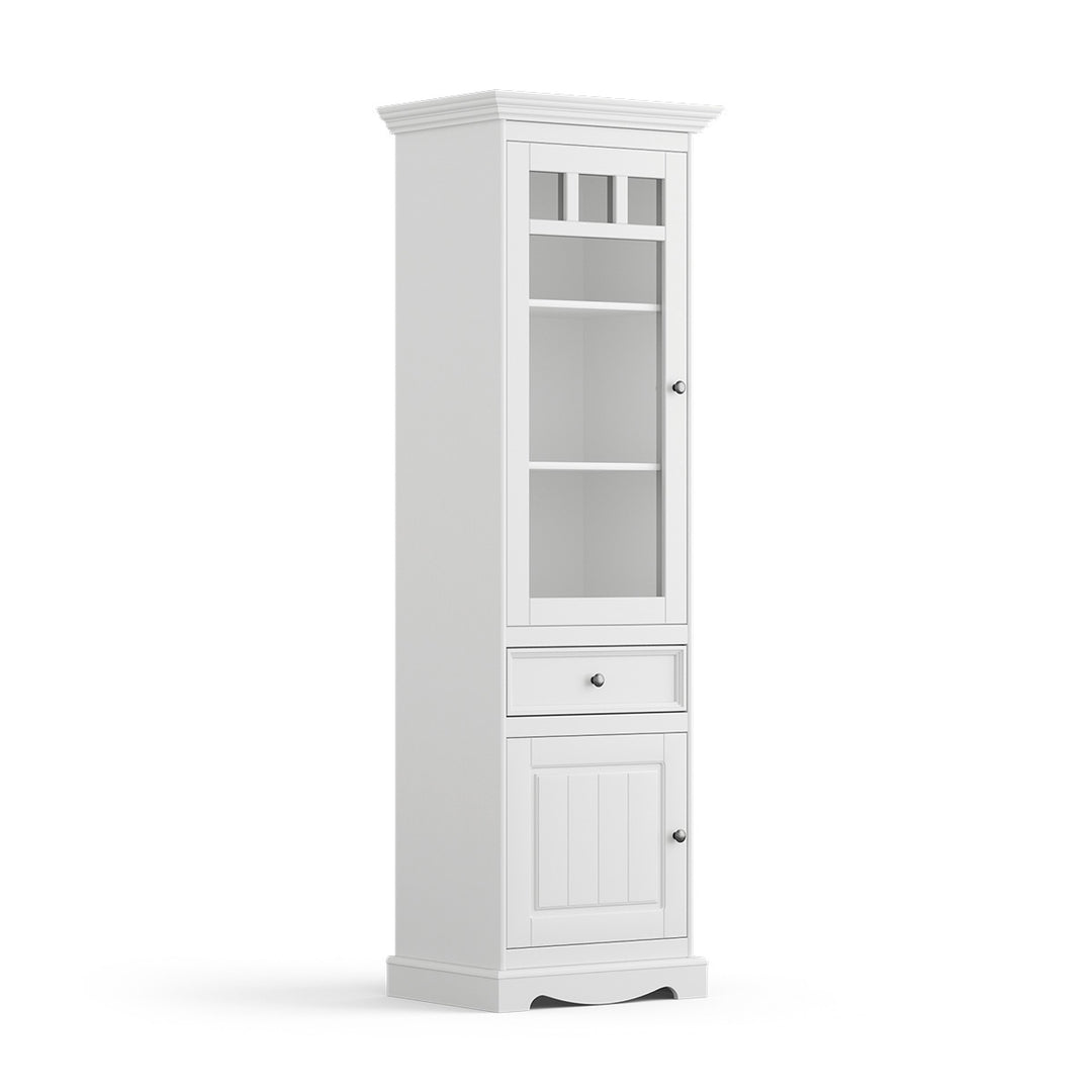 Bologna Elegant solid wood pine display cabinet 1 door | color white